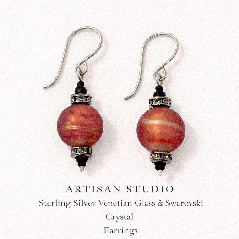 Sterling Silver Venetian Glass & Swarovski Crystal Earrings | Artisan Studio